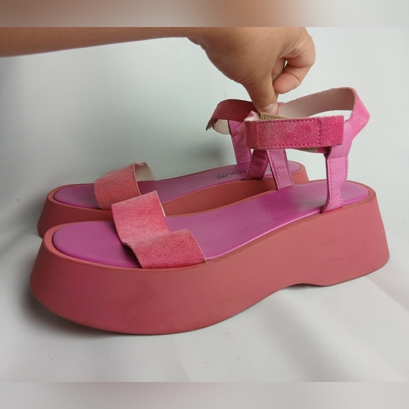 L'INTERVALLE Chunky Platform Women Sandals Pink Suede Size 41 = 10 US - Picture 5 of 10